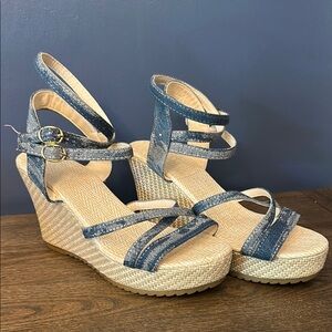 Stylish Denim Wedge Sandals